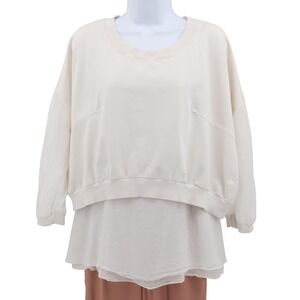 European‎ Culture Royal Dye Boxy Top Made in Italy Cream Cotton Blend Size S